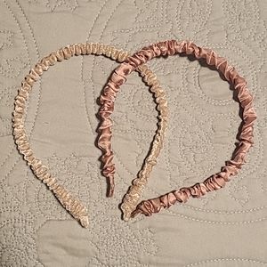 Girls pink satin and velvet handband set